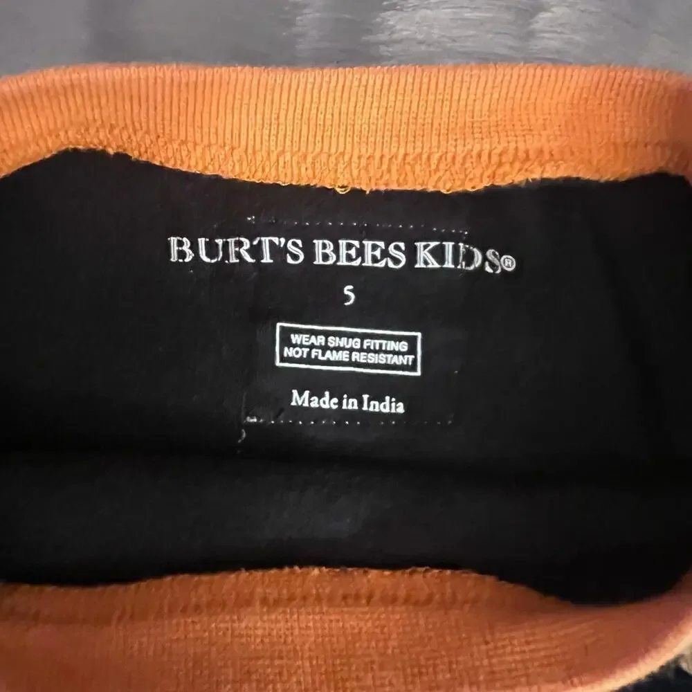 Halloween Burt’s Bees Kids Black Jack-o’-lantern PJ Set - Size: 5T